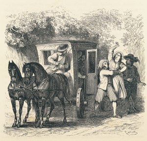 Únos Lucy, epizoda z Zasnoubení, Alessandro Manzoni (1785-1873), ilustrace Francesco Gonin (1808-1889) pro vydání z roku 1840