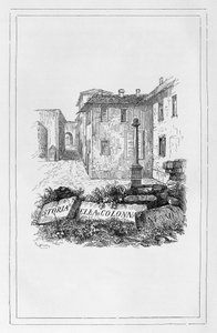 Historie sloupu hanby, titulní strana Francesca Gonina (1808-1889) pro historický esej Alessandra Manzoniho (1785-1873), Itálie
