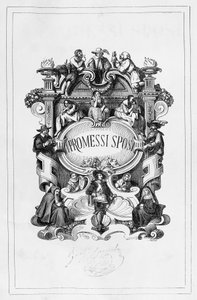 Zasnoubená, titulní strana Francesca Gonina (1808-1889) pro vydání románu Alessandra Manzoniho (1785-1873) z let 1840-1842, Itálie