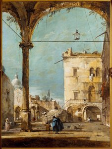 Portikus v Benátkách Malba Francesca Guardiho (1712-1793) Paříž 18. století, Musee Jacquemart Andre od Francesco Guardi