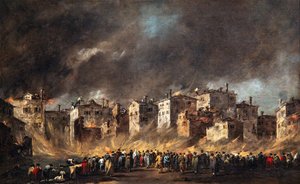 Požár ve skladech ropy v San Marcuole od Francesco Guardi
