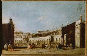 Piazza San Marco, Benátky, Itálie (olej na plátně) od Francesco Guardi