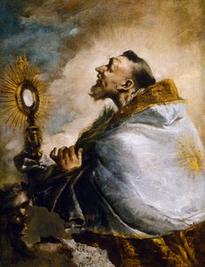 Světec v adoraci svaté Eucharistie nebo svatý Norbert v extázi od Francesco Guardi