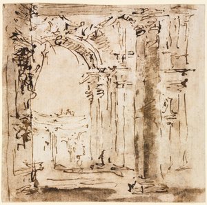 Náčrt labyrintu vily Pisani od Francesco Guardi