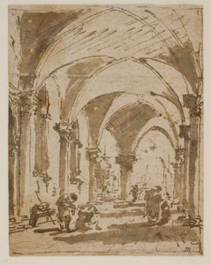 Podloubí Dóžecího paláce směrem k náměstí Piazzetta od Francesco Guardi