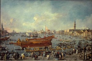 Odjezd Bucentaura do benátského Lida na obřad Nanebevstoupení Páně (olej na plátně od Francesco Guardi