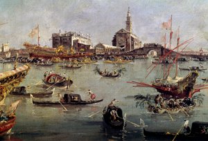 Dóže na Bucentaurus (Bucentoro) v San Nicolo z Lida do Benátek, obraz Nanebevstoupení Páně od Francesca Guardiho (1712-1793) Paříž 18. století, muzeum Louvre. od Francesco Guardi