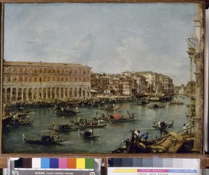 Pohled na Canal Grande s Fabbriche Nuove di Rialto, 1756-60 od Francesco Guardi