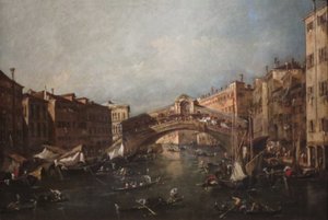Pohled na Rialto v Benátkách z Velkého kanálu od Francesco Guardi