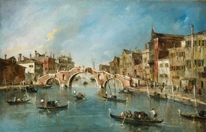 Pohled na kanál Cannaregio v Benátkách od Francesco Guardi