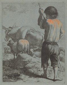 Pastýř s oslem, ovcí a kozou, 1759. od Francesco Londonio