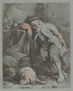 Spící starý muž se psem, 1759. od Francesco Londonio