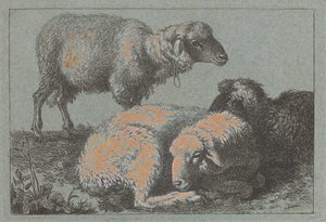 Dvě ležící ovce a jedna stojící ovce, 17571758. od Francesco Londonio