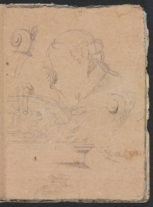 Verona Sketchbook: Architektonické motivy s ženskou hlavou strana 45, 1760. od Francesco Lorenzi