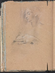 Verona Sketchbook: Ženská hlava a levá ruka (strana 42) od Francesco Lorenzi