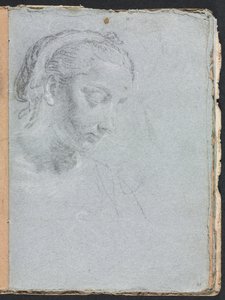 Verona Sketchbook: Hlava a ramena ženy strana 61, 1760. od Francesco Lorenzi
