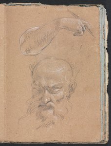 Verona Sketchbook: Hlava vousatého muže a pravá paže a ruka strana 59, 1760. od Francesco Lorenzi