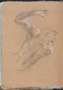 Verona Sketchbook: Mužský akt se zdviženou pravou paží, strana 32, 1760. od Francesco Lorenzi