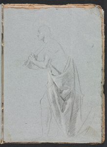 Verona Sketchbook: Stojící muž se závěsem strana 19, 1760. od Francesco Lorenzi