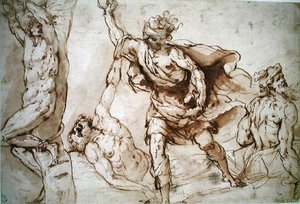 Studie k Umučení sv. Šebestiána a ukamenování sv. Štěpána (w.c na papíře)