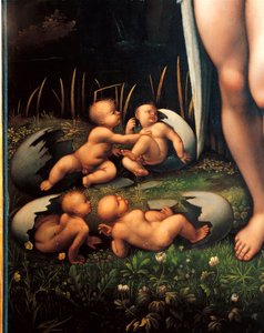Léda a labuť (detail) od Francesco Melzi or Melzo