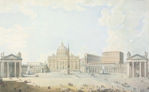 St. Peters, bazilika a Piazza (wc přes leptaný obrys)