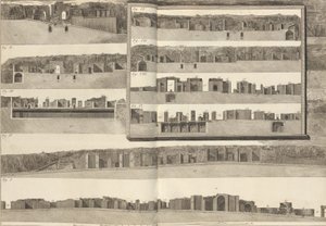 Průřezy, které ukazují různé aspekty budov zobrazených v plánu Pom..., 1804. od Francesco Piranesi