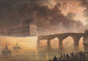 Svátek za všeobecný mír konaný v Paříži 18. Brumaire. Královský most, 1801-2 od Francesco Piranesi