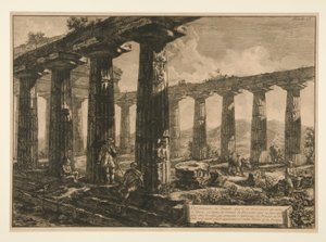 Vnitřní pohled na chrám, který od Francesco Piranesi