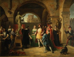 Františka I. ve studiu Benvenuto Cellini, 1837