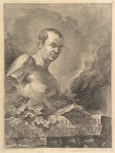 Portrét G.B. Piranesi v imitaci antické busty, z Opere varie di Architettura..., 1750. od Francesco Polanzani