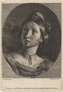 Hlava mladé ženy od Francesco Polanzani after Carlo Cignani