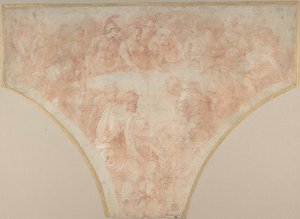 Jablko sváru vržené Eris při svatbě Pelea a Thetis: Studie pro Fresco..., 1504-70. od Francesco Primaticcio