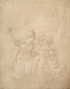 Klasická ženská postava Diana nebo Venuše se dvěma nemluvňaty, ca. 1539-42. od Francesco Primaticcio