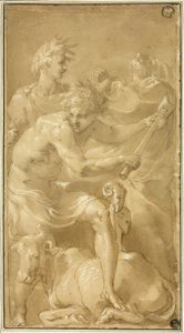 Oběť býka od Francesco Primaticcio