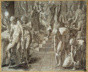 Maškaráda v Persepolisu. Kresba Francesca Primaticcia známá jako The Primatice (1504-1570) od Francesco Primaticcio