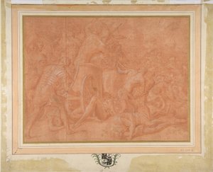 Ulysses a jeho společníci bojující proti Cicones před městem Ismaros, studie..., 1555-60.