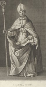 Saint Andrea Corsini oblečený jako biskup z Fiesole, drží berlu a dívá se ..., ca. 1780-1841.