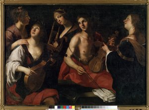 Koncert (Koncert). Obraz Francesca Rusticiho ​​(asi 1575-1626). Olej na plátně