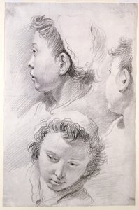 Tři studie hlavy mladíka od Francesco Salvator Fontebasso