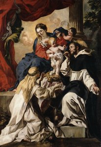 Trůnící Panna Maria s dítětem, svatým Dominikem a svatou Kateřinou Sienskou (Růžencová madona) od Francesco Solimena