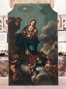 Neposkvrněné početí, malba na plátně připisovaná Francescu Solimeně (1657-1747), katedrála San Pardo, Larino, Molise, Itálie od Francesco Solimena