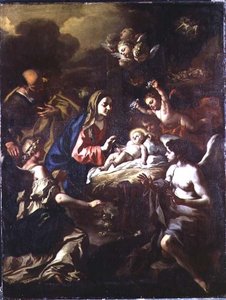 Narození Páně s adorujícími anděly a Zvěstování pastýřům od Francesco Solimena