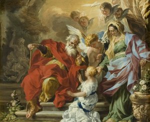The Education of the Virgin, c.1680 (olej na mědi) od Francesco Solimena