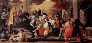 Mnišský hábit lombardského krále Ratchise (Ratgis) (744-749) v klášteře Mount Cassin (Mount Cassin, Monte Cassino) Obraz Francesca Solimena (1657-1747) Museo dell