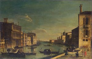 Canal Grande při pohledu na východ od Campo San Vio směrem k Bacino (olej na palubě))