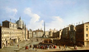 Piazza Navona, Řím, s Commedia dell "Arte Performance,