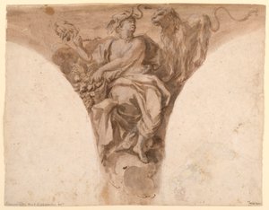 Africa, Design for a Pendentive in the Baptismal Vestibul of St. Peter’s, Rome od Francesco Trevisani