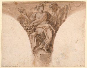 Kresba, Afrika, Návrh závěsného obrazu v křestní síni chrámu svatého Petra v Římě, 1713-26 od Francesco Trevisani