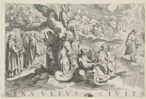 Mapa Siena (levá horní část) Senavetus civitas virginis (název na objektu)